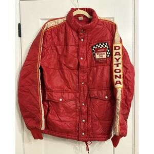 Vintage 80s NASCAR Winston Cup Daytona Red Puffer Jacket Size‎ Large